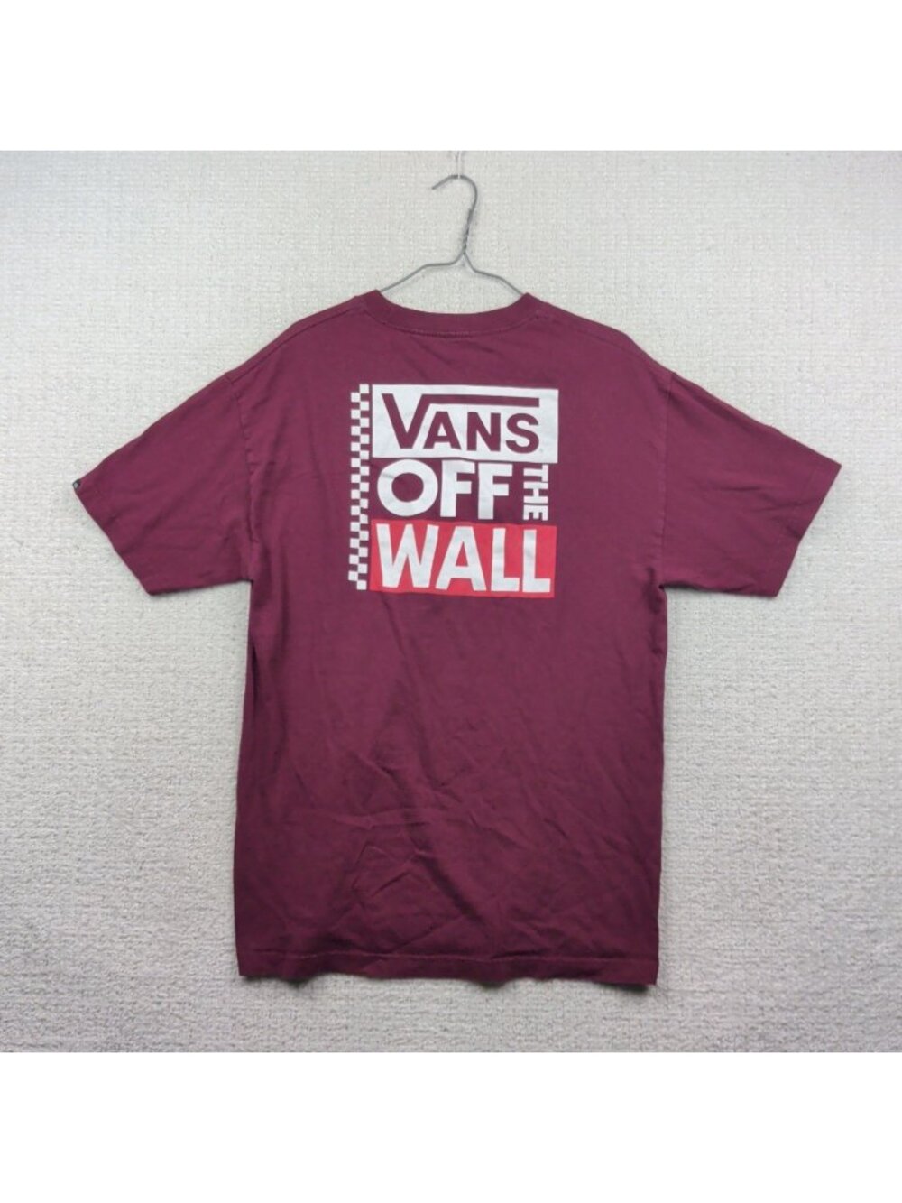 Vans Off The Wall Short Sleeve T Shirt Surf Skate Burgundy Men Sz L Graphic Tee